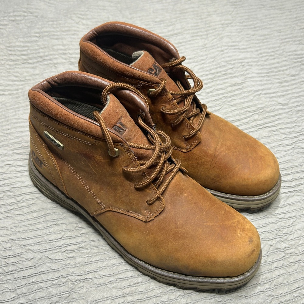 Caterpillar CAT Elude Waterproof Leather Chukka Boots Mens 8 Brown P724341
